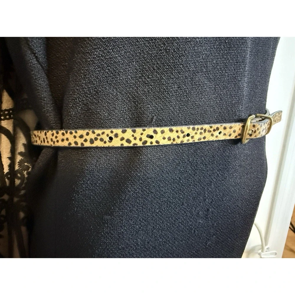 Vintage XSkinny Belt Gold Buckle Leopard Calf Hair Leather‎ Brown Tan XS 26